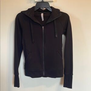 Athleta Black XXS Fleece Hoodie Zip Jacket Athleisure Casual Layer